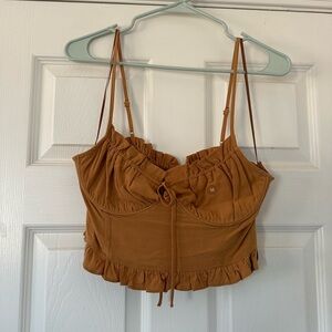 Kendall & Kylie Brown Ruffled Tie Front Camisole